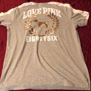 Vs pink gray rose gold bling campus tee
